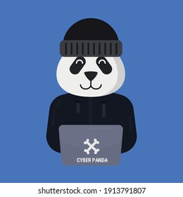 Cyber Panda. Flat design. Illustration. Infographic element.