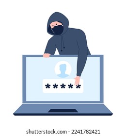 Cyber phishing and hacker attack on e-mail or online banking password. Internet spy character steal web personal data, recent vector scene