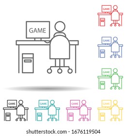 Cyber player multi color set icon. Simple thin line, outline vector of hobbie icons for ui and ux, website or mobile application