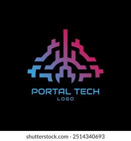 cyber portal and techno gate logo template