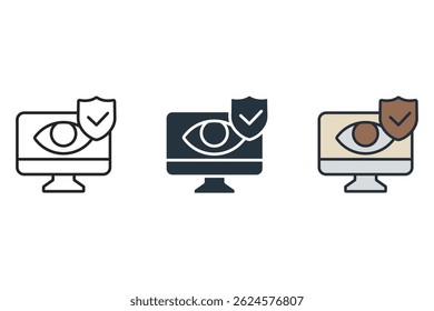 cyber privacy icons isolated on White Background. Flat style design