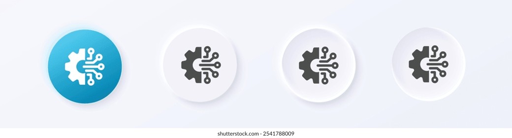 Cyber process icon. Neumorphism round style button design vector