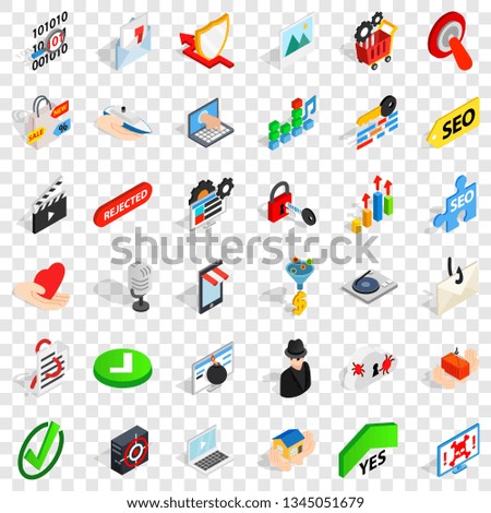Cyber protect icons set. Isometric style of 36 cyber protect vector icons for web for any design