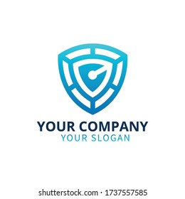 Cyber Protect Logo Design. Cyber Protection Blue Gradient Logo Design