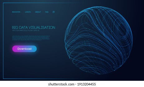 Cyber protect security sphere. Big data abstract blue sound wave flow. Futuristic cyber technology illustration. EPS 10.