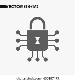 Cyber protection. Electronic lock icon. Security lock symbol for your web site design, lock logo, app, UI. Vector. 