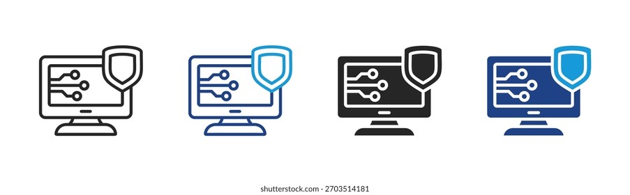 Conjunto de iconos de protección cibernética colección de estilo múltiple