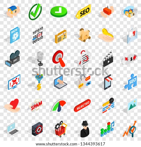 Cyber protection icons set. Isometric style of 36 cyber protection vector icons for web for any design