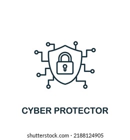 Cyber Protector Icon Monochrome Simple Cybercrime Stock Vector (Royalty ...