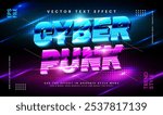 Cyber punk glowing theme, editable vector text effect. Suitable for night event party.