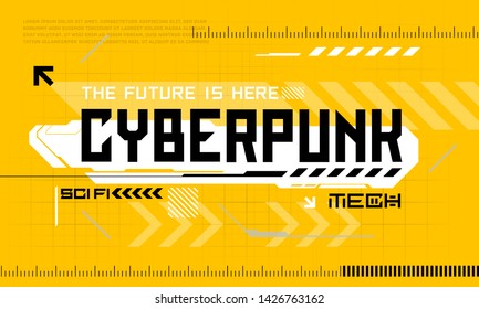 Cyber Punk Modern User Interface Elements. Futuristic Abstract HUD. Good for game UI and  for T-shirt design and merch. Vector Illustration EPS10