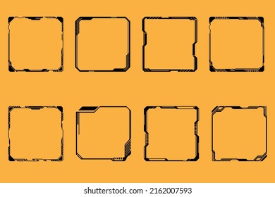 cyber punk square frame border set