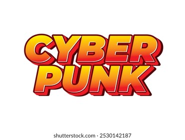 Cyber punk. Text effect design in bold fonts with 3D style