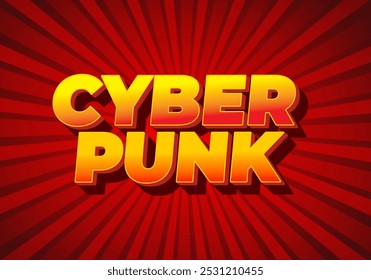 Cyber punk. Text effect design in bold fonts with 3D style