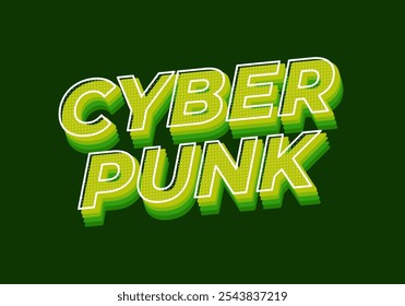 Cyber punk. Design de efeito de texto em fontes negrito com estilo 3D