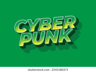 Cyber punk. Text effect design in bold fonts with 3D style