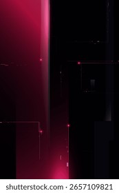 Cyber Red Poster and link network with digital glow lines mainboard and hi tech background