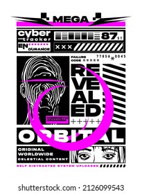 Cyber Retro Future Typographic Poster Design With Graphic Design Elements