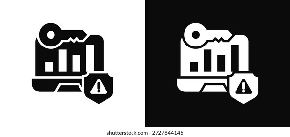 Conjunto de iconos de riesgo cibernético en blanco y negro