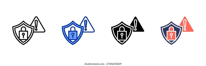 Conjunto de iconos de riesgo cibernético colección de estilos múltiples