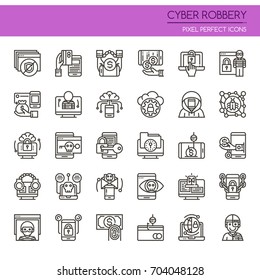 Cyber Robbery Elements , Thin Line and Pixel Perfect Icons
