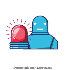 cyber robot with alarm light