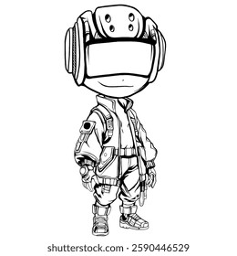Cyber robots in helmets featuring pop art style
