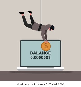 Concepto de ciberseguridad. Robber con máscaras robando dinero de cuenta bancaria en línea, ilustración vectorial en estilo plano