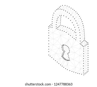 Cyber safety padlock, lock, 3D. Polygonal low poly design. Wireframe polygon concept. Abstract vector with polygon, line, connecting dots. Security, safe, privacy or concept illustration or background