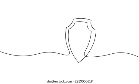 Cyber safety shield one line art. Continuous line internet security lock information privacy network business concept vector illustration