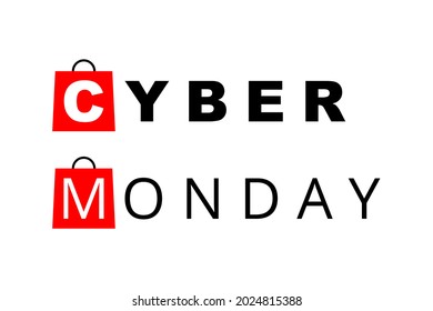 Cyber ​​Monday Sale Background with shopping bags. Editable vector ad banner for holiday deals and sales.