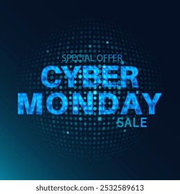 Cyber ​​Monday Sale Banner with Text and Bright LED Background. Bright Abstract Web Banner for Sale and Advertisement Design. Vector