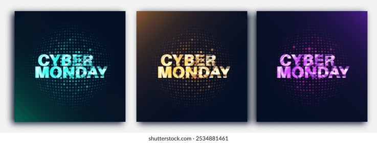 Cyber ​​Monday Sale Banner with Text and Bright LED Background. Bright Abstract Web Banner for Sale and Advertisement Design. Vector	