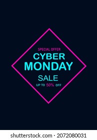 Cyber ​​Monday sale card, banner, background.Vector illustration
