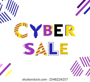 Cyber sale creative typographic banner design