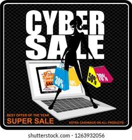 cyber sale, icon vector