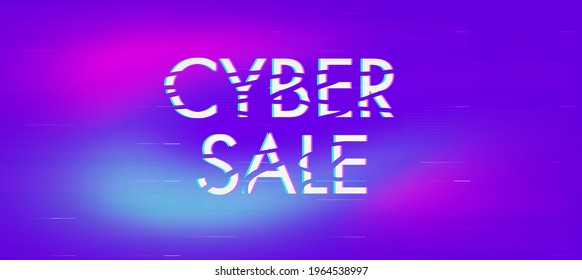 Cyber sales banner. Vector template of horizontal format. For sales, marketing