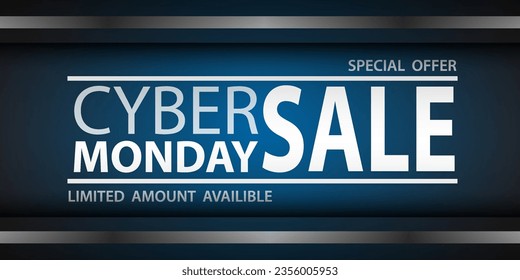 Cyber ​​Monday sales, special offers. Wide Banner. Vector illustration.