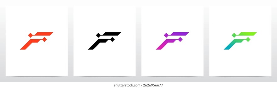 Cyber Science Fiction Modern Initial Logo Design F