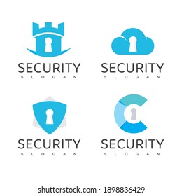 Cyber Secure Logo Design Template, Data Cloud Security Icon