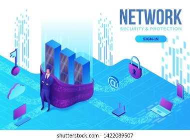 Cyber Security 3d Isometric Vector Illustration Stock Vector (Royalty ...