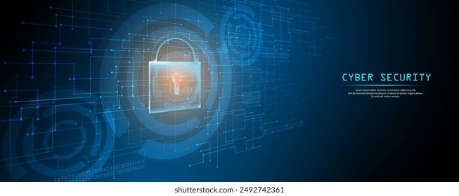 Cyber security abstract. Information or network protection. Future cyber technology web blue background