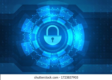 cyber security abstract. privacy futuristic technology background. padlock safety and protection from cyberattack.