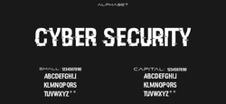 Cyber Security Abstract Quality Font Alphabet. Minimal Modern Urban Fonts For Logo, Brand Etc. Typography Typeface With Small And Capital  Alphabet And Number. Vector Illustration