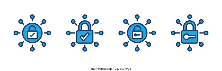 Cyber security access icon. Protection, safety, security network and internet. Password, key, login, padlock, check mark symbol. Digital access icon. Vector illustration