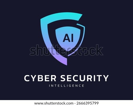 Cyber Security ai intelligence protection with shield shapes movement Technology Analysis logo vector design concept. Artificial intelligence Protection Guard for big data, robot, ui, network security