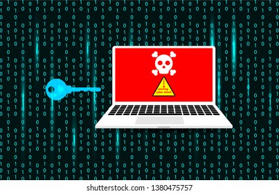 cyber security alert and notice that is risk from threat. big data security vector illustration.