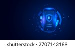 Cyber Security Antivirus Protection for Digital Technology Smartphone Privacy and Mobile Data Hud - Vector Illustration