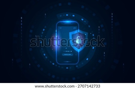 Cyber Security Antivirus Protection for Digital Technology Smartphone Privacy and Mobile Data - Vector Illustration
