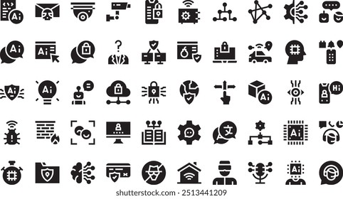 Cyber security and artificial intelligence icons High-Quality Vector Icons Collection with Editable Stroke. Ideal for Professional and Creative Projects.